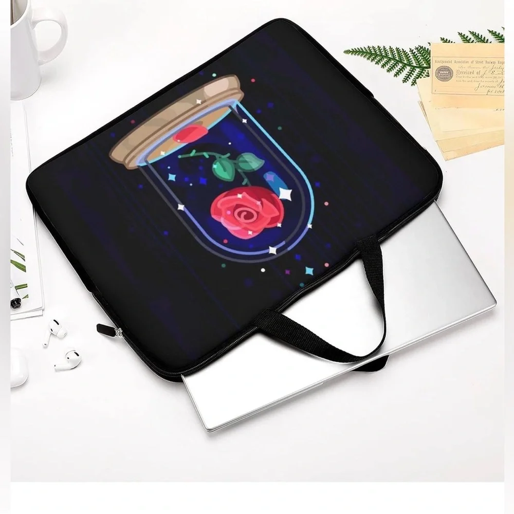 Amazon Black Laptop Sleeve with Rose Design